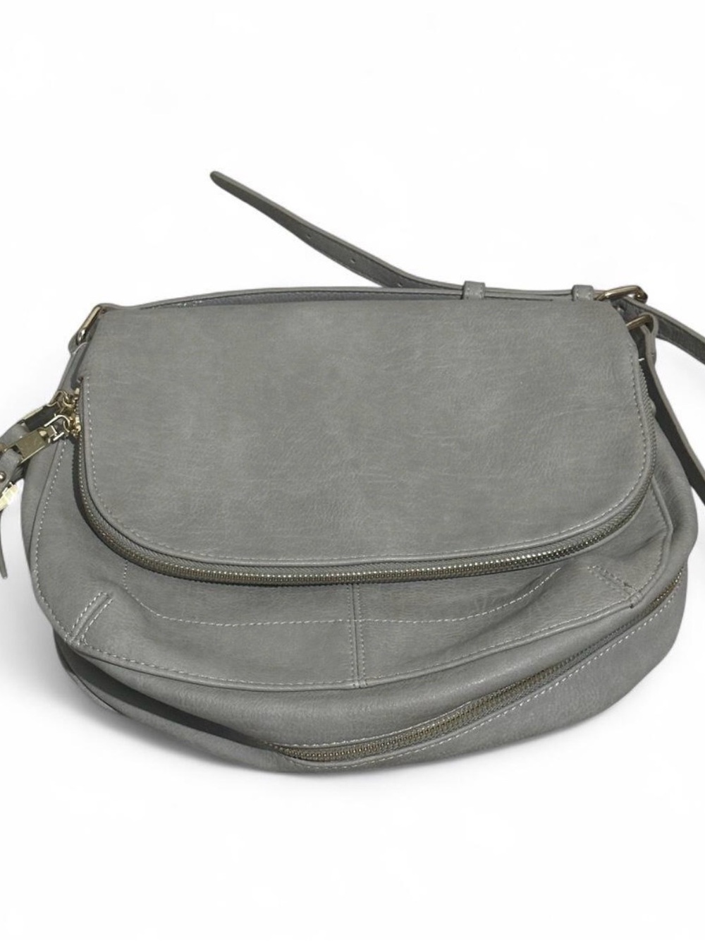 Gray Crossbody Faux Leather Bag - Classic Everyday Style